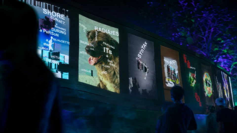 Glitch Moment’s projected image compositions in an exhibition